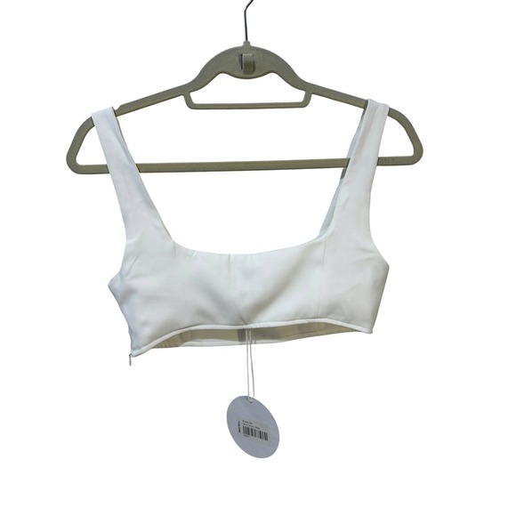 Princess Polly Tops - Princess Polly Huxley Set Crop Top  4 White Square Neck Side Zip‎ Sleeveless